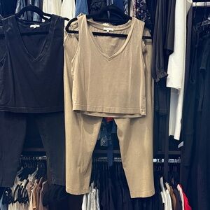 Z supply camel Sleeveless Top and cropped wide leg Pants Set size S